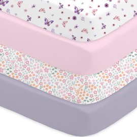 Little Grape Land Fitted Sheet 4pk Disty Floral, 70 x 140 cm
