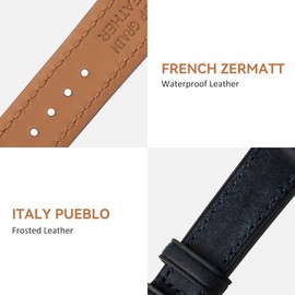 EACHE Watch Strap 20 mm Leather Quick Release Italy Pueblo Top Grain Vintage Leather Watch Straps for Men Navy Blue