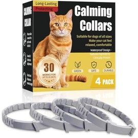 Cat Calming Collar with Pheromone & Lavender, Adjustable Waterproof Design, 30-Day Anxiety Relief, 4-Pack for Multi-Cat Stress & Travel