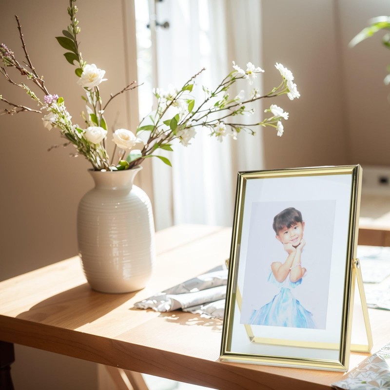 AhaGo Gold Floating Frame (4"x6", Vertical, 2 Set), For Picture