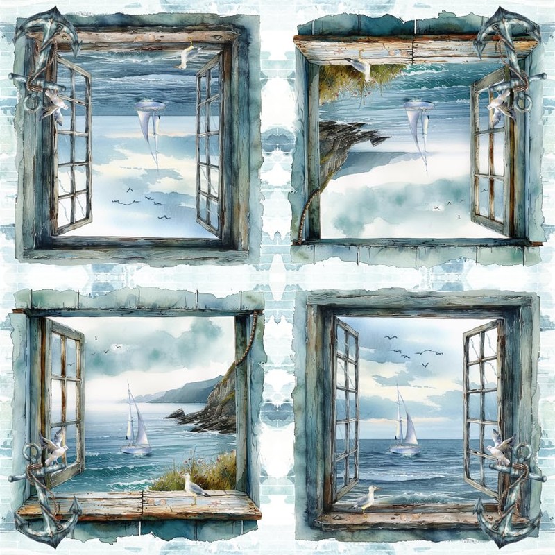 Anniversary House Tiflair Nautical Sea View Design Luxury Napkins 3ply
