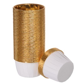HARFINGTON White Gold Cupcake Cups, 50pcs Aluminum Foil 3.5oz Standard Cupcake Liners Cupcake Baking Cups for Birthday Party Supplies Weddings Decorations