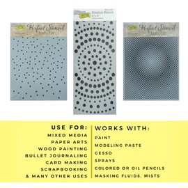 Crafters Workshop Mixed Media Stencils Set - Polka Dot, Dots, Bubble, Halftone, Grid Stencil for Painting, Card Making, Scrapbooking | Reusable DIY Small Large Circles Templates with White Cardstock
