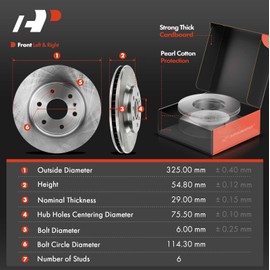 A-Premium 12.80 inch (325mm) Front Vented Disc Brake Rotors + Ceramic Pads Kit Compatible with Select Buick, Chevy, GMC and Saturn Models - Enclave 2008-2017, Traverse, Outlook, Acadia (Limited)