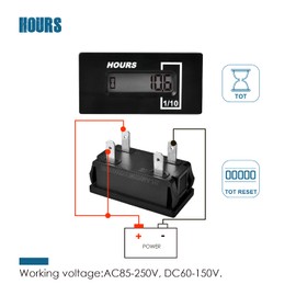 HonorMeet Digital AC/DC Maintenance Hour Meter, LCD Operating Hour Counter, Volt.AC 85V to 250V/DC 60V to 150V for Gas/Diesel Lawnmowers, Golf Carts, Go Kart Scrubber Electric Car. (Normal)