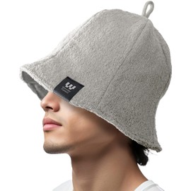 Wander Forest Sauna Hat, Men's Trapper Hat, Towel Fabric, Large, Sauna Goods, Extra Thick, 2-Layer, Towel, Bomber Hat, Sauna Hat, Sauna Hat, Tent Sauna, 05. light gray