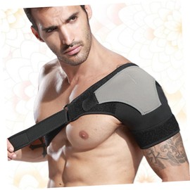 IWOWHERO Men's Shoulder Support Brace Breathable Shoulderpad Adjustable Strap for Shoulder Grey Left