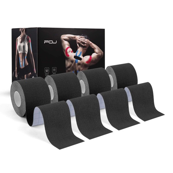 Kinesiology Tape (4 Pack) Athletic Tape 16.4ft Water Resistant Kinetic Uncut Sports Tape for Knees, Ankles, Shoulder, Pain Relief, Injury Recovery and Physio Therapy