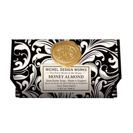 Michel Design Works Triple-milled and Handmade Large Bath Soap Bar, Honey Almond Scent and Design with Shea Butter, Long Lasting 8.7oz Bar