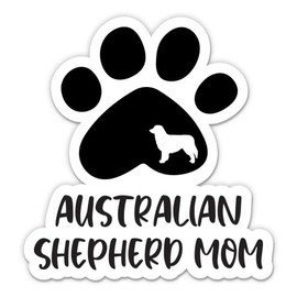 Australian Shepherd Mom Paw Stickers - 2 Pack of 3" Stickers - Waterproof Vinyl for Car, Phone, Water Bottle, Laptop - Aussie Dog Mom Decals (2-Pack)