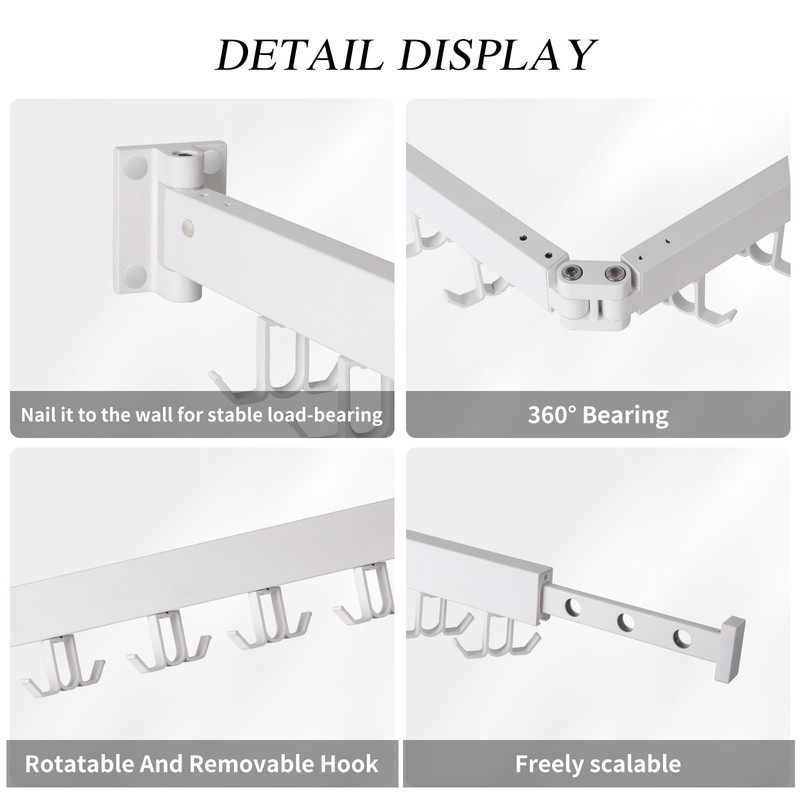 RFOUO Wall Mounted Clothes Drying Rack,Drying Rack Clothing Wall Mount