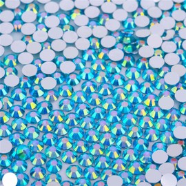 3000 Pieces SS6 2mm Flatback AB Rhinestones Clear Glass Round Gems Crystals for Nail Art DIY Crafts Clothes Shoes Bags （Peacock Blue）