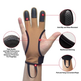 MARKEEP Archery Gloves 2 Pack Shooting Hunting Leather Guard 3-Finger Guard for Youth Adult Man Woman and Beginner Recurve Arrow Bow Archery Protective Gear Accessories