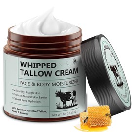 Beef Tallow for Skin Care, Tallow and Honey Balm, Tallow Face Cream, Tallow Face Moisturizer, Organic Grass-Fed Whipped Tallow Balm