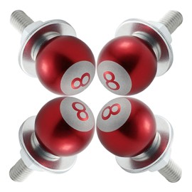 Bashineng 8 Ball License Plate Screw Fasteners Kit Billiards License Plate Bolts Decoration Stainless Steels Aluminum Alloy Universal Fit Most Cars Truck Motorcycle 4 Pcs (Red)