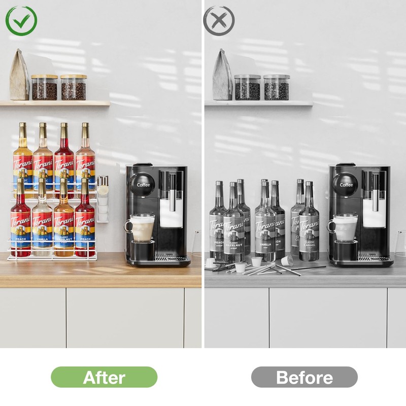 OVICAR Coffee Syrup Organizer Rack - 8 Syrup Bottle Holder