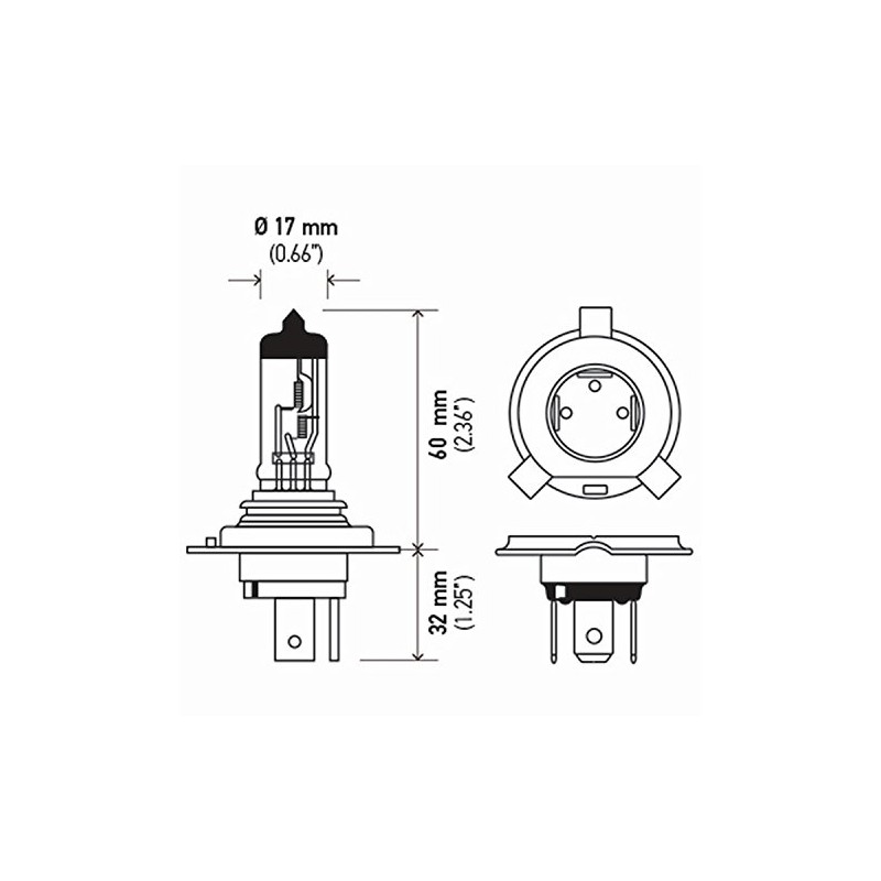 HELLA H4 100/80WTB High Wattage Bulbs, 12V