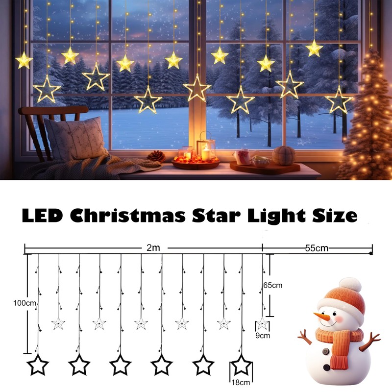 Kimuwote Light Curtain Christmas Lighting Window with Remote Control Timer,