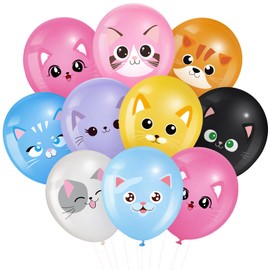 45 Pcs Cat Balloons 12 Inch Cat Latex Balloons Birthday Decorations Pets Theme Party Supplies for Animal Party Decorations