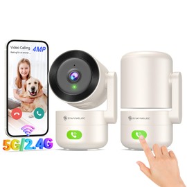 SYMYNELEC 2K 4MP Indoor Surveillance Camera, 360°, 5GHz/2.4GHz WLAN Surveillance with AI Motion Detection, IR Night Vision, Indoor Security Camera for Pets, Dogs, Baby Monitor Compatible Alexa, Pack