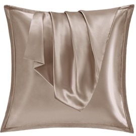 Vielit Set of 2 Satin Cushion Covers 80 x 80 cm with Zip, Soft Like a Silk Pillowcase, Suitable for Curly Hair, Satin Pillowcases, Pink Brown Cushion Cover