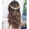 Unicra Gold Wedding Pearl Hair Vines Flower Leaf Headpiece Wedding