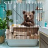 LeAquaNook Funny Bear Shower Curtain Teal Wildlife Animal Bathing in
