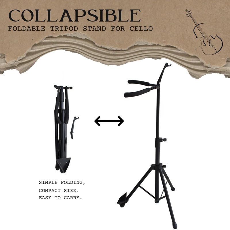 WHELPAW Adjustable Cello Stand with Bow Holder - Secure &