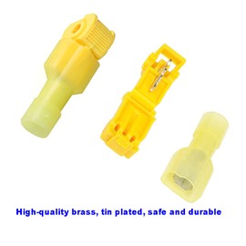 Ruidee 60 Piece T-Tap Junction Connectors Electrical Quick Connector Set, Car Cable Connector with Flat Connector Quick Connector AWG 12-10 (DTJY)