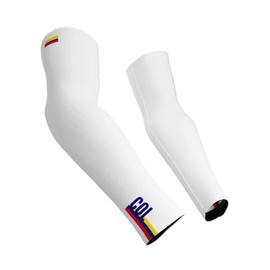 ScudoPro Colombia Country Code Compression White Arm Sleeves - Walking - Cycling - Running - Golf - Baseball - Basketball