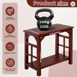 Colingmill 10 to 20 Gallon Fish Tank Stand Solid Wood Brown Aquarium Stand, Cherry Wood Fish Tank Table Shelf, 25.5 x 13.7 x 24.4 Inch