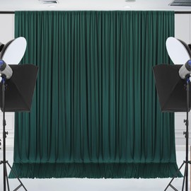 ESGOTBME 10x7ft Wrinkle Free Hunter Green Backdrop Curtain for Parties Soft Fabric Drapes Wedding Dark Green Curtain Backdrop for Birthday Party Background for Photography 5x7ft,2 Panels