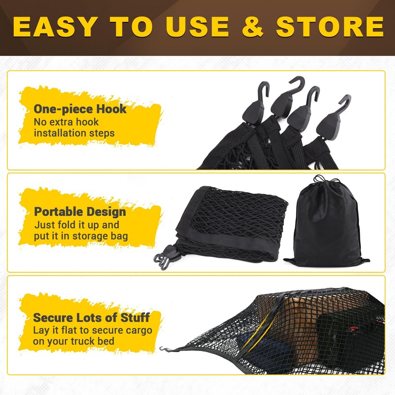 BUMBEE Truck Bed Cargo Net, Highly Elastic Double-Layered Stretchable up