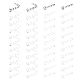 VCMART Clear Nose Studs for Work Clear Nose Rings for Work Clear Nose Piercing Retainer Plastic Nose Rings for Surgery Invisible Nose Ring Retainer Clear Nose Ring Spacers 18g Nose Retainer