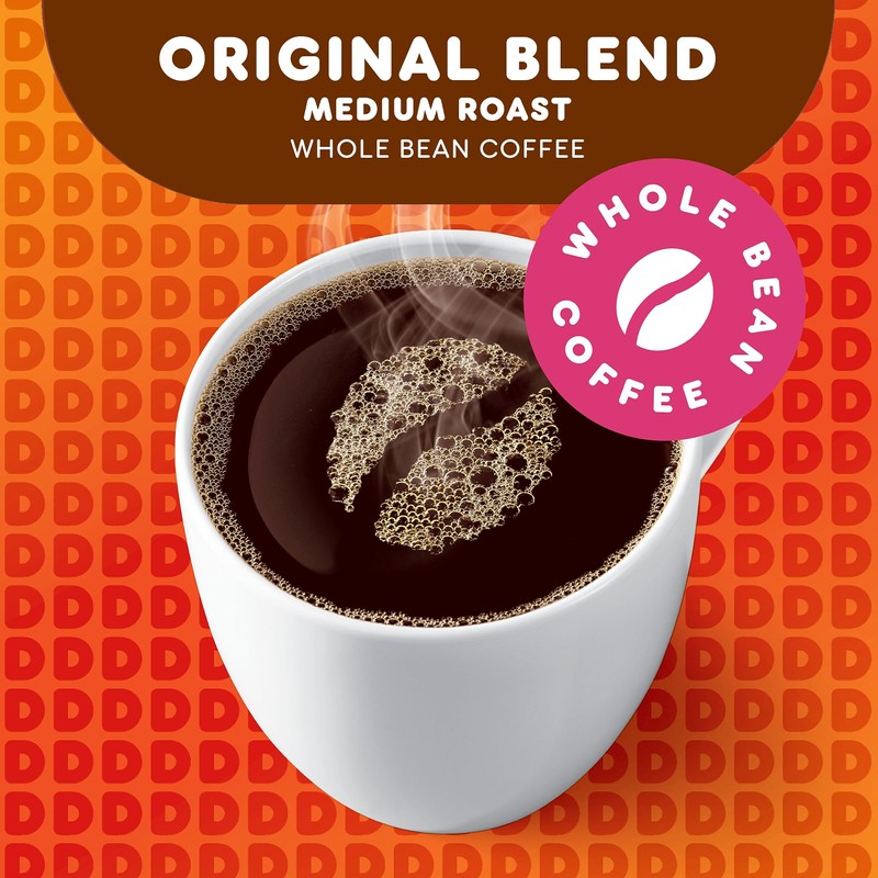Dunkin' Original Blend Medium Roast Whole Bean Coffee, 12 Ounce