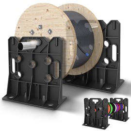 Multi Purpose Wire Dispenser Cable Wire Spool Rack Wire Spool Caddy Holds Spools Up to 34 Inches in Diameter Load Capacity 330 Pounds 1 Pair Black Heavy Duty Wire Spool Holder for Industrial Use