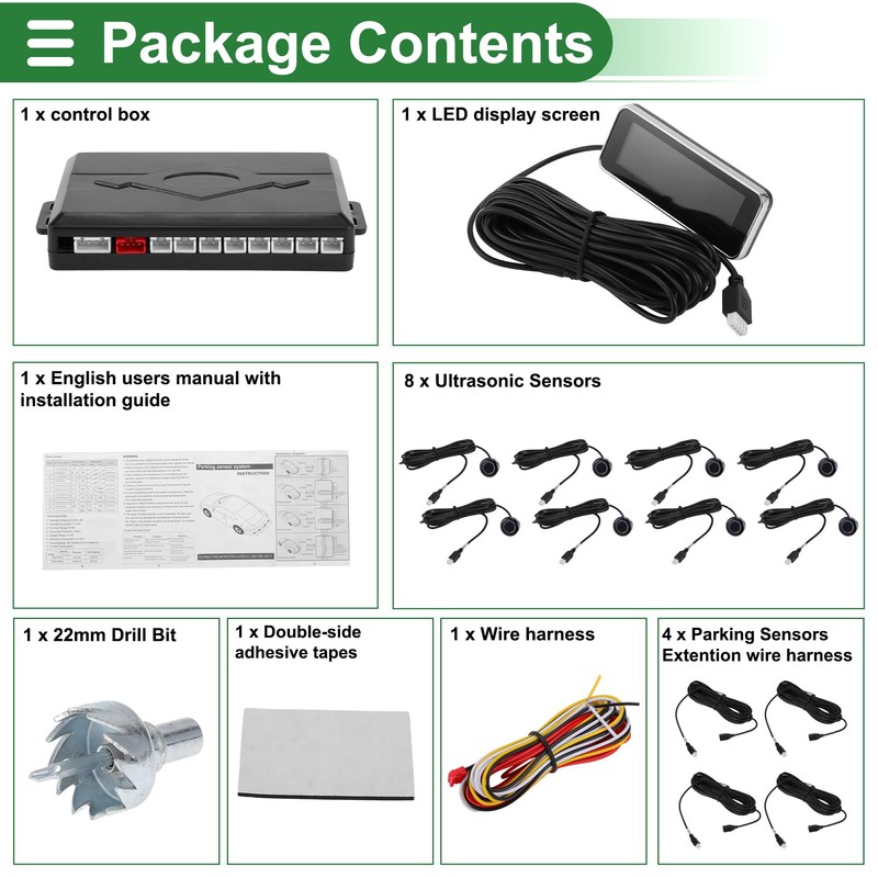 Motoforti Auto Vehicle Reverse Backup Radar System Reverse Parking Sensors