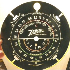 vintage ZENITH  RADIO 26-123:  Original 8 & 5/8"  STATION GRAPHIC w/ 3 COLORS