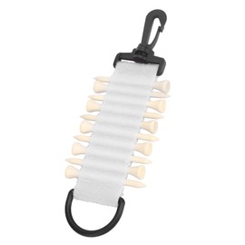 10 Tees Golf Tee Holder, Golf Ball Holder, Golf Tee Carrier Storage Bag with Hook Multifunction Practical Portable Attachable to Golf Bag for Golf Carts Driving Hitting (White)