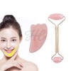Skin Care Rose Quartz Facial Roller Gua Sha Massage Equipment Tool Cooling / 피부관리 장미석 얼굴 롤러 괄사 마사지 기구 도구 쿨링