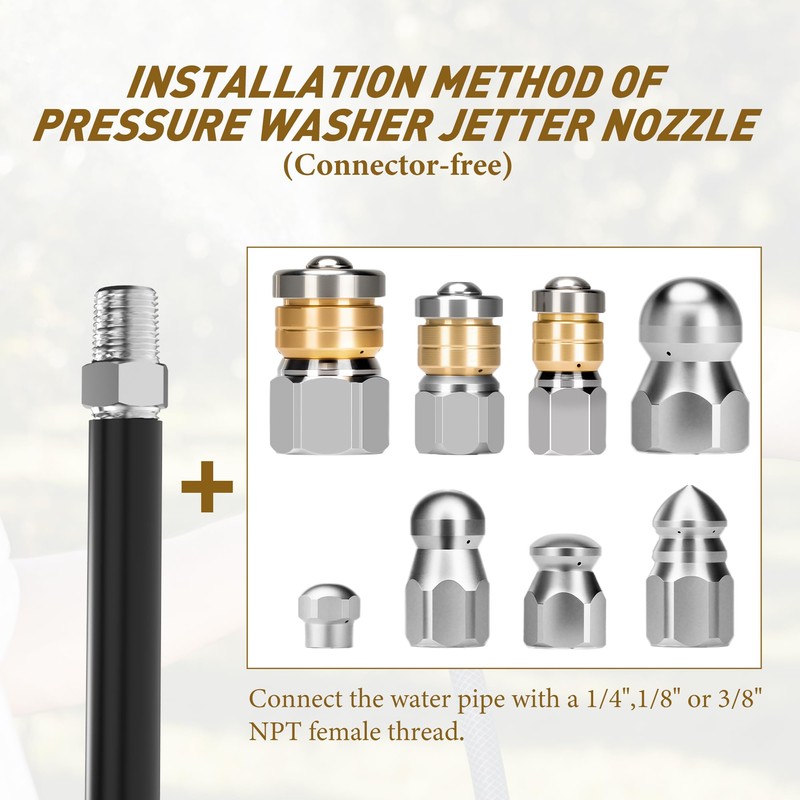10pcs Sewer Jetter Nozzle Kit Stainless Steel Jetter Heads Kit