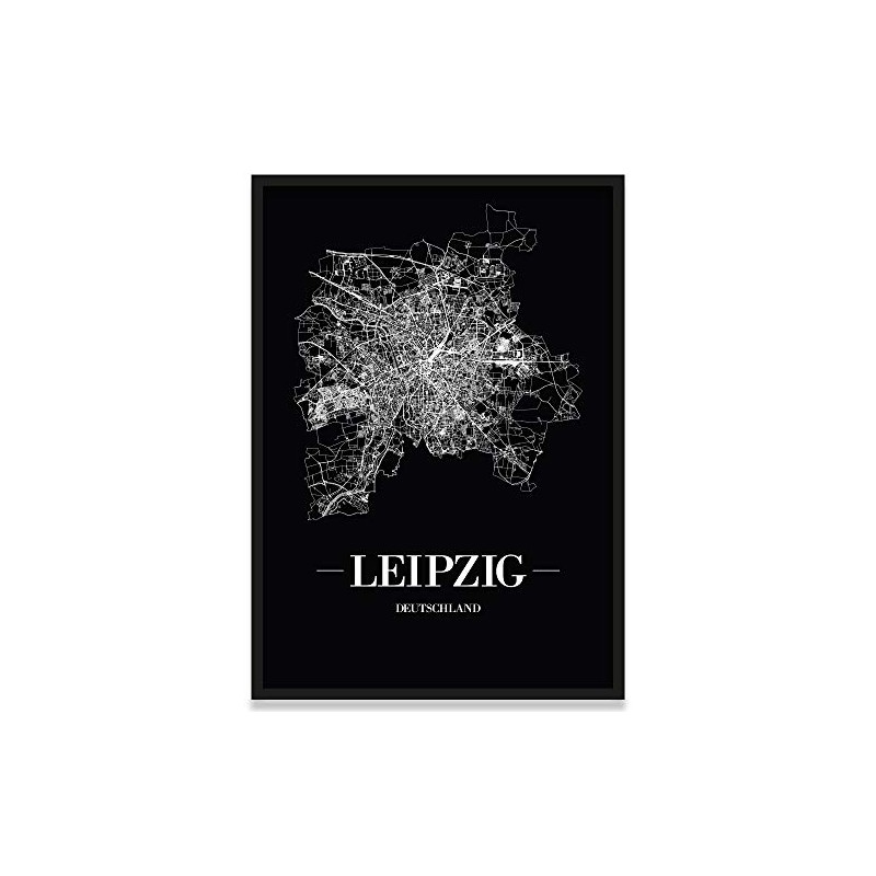 JUNIWORDS Leipzig Black City Poster, black
