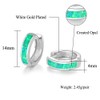 CiNily Huggie Earrings Green Opal Hinged Hoop Earrings 14K White