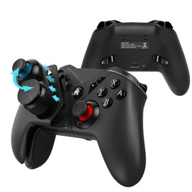 TJPD Pro controller for Switch, Wireless Gamepad with 3 programmable Back Buttons and 1 Sensitivity Control Back Button )/Super Turbo/6-Axis Gyro/One-click reconnection/Adjustable vibration (Black and White)