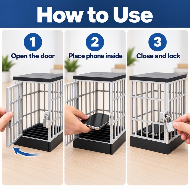 Phone Lock Box for Screen-Free Time – Plastic Locking Cage