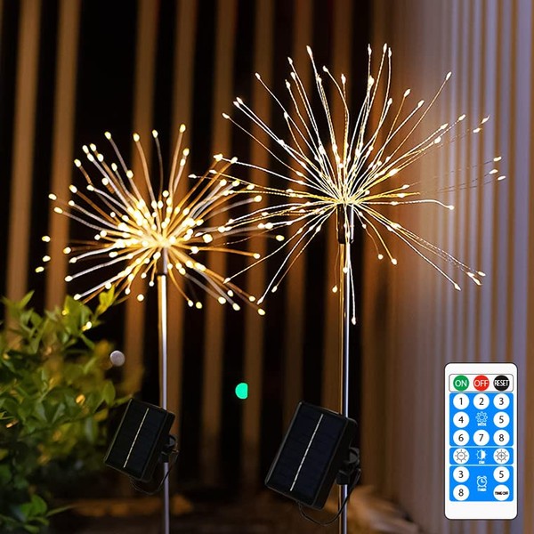 Electric Home Garden Light, Solar Fireworks, Set of 2, Outdoor, Recessed, Waterproof, Solar, Rechargeable