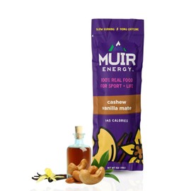 MUIR Cashew Vanilla Mate Real Food Energy Gel - 10 Count | Organic, Vegan, Paleo, Non-GMO, Gluten-Free Slow Burning Endurance Gel | Clean Ingredients for Long-Lasting Energy, Antioxidant Rich
