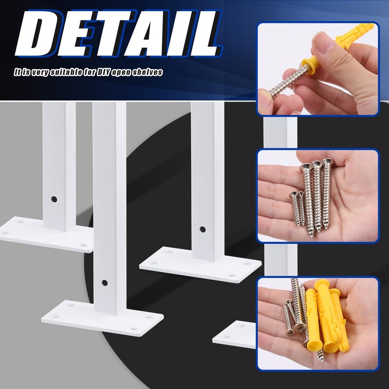 Glarks 4 Pack 10 Inch White Shelf Brackets, Industrial Floating