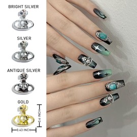 LIGHT RAIN Nail Charms Cross and Planet, 3D Saturn Small Y2K DIY Nail Art Decals, Silver, 40 pcs