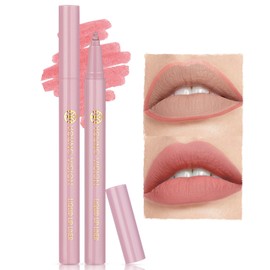 Matte Waterproof Lip Liners Pencil - 2 in 1 Matte Liquid Lip Liner and Lipstick Long Lasting and Waterproof Pencil Non-Stick Cup for All Skin Types (02#, 12g)